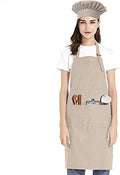 TOPTIE Cotton Canvas Adjustable Bib Apron and Chef Hat Set for Men