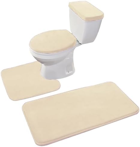 Madeals Memory Foam Bathroom Toilet Rug Set 4 Piece with Toilet Lid