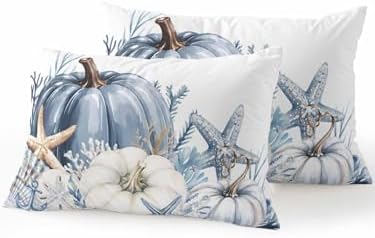 Outdoor Pillows with Inserts Set of 2 12x20, Coastal Fall Waterproof