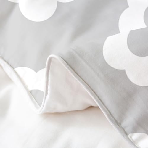 jejeloiu Grey Floral Duvet Cover 100% Cotton Queen Size Princess