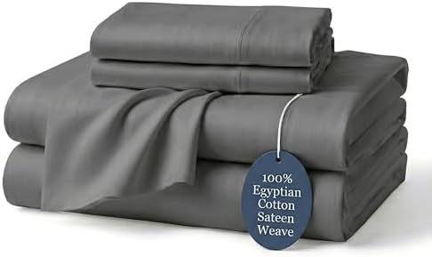 100% Egyptian Cotton King Sheets Dark Grey, 1000 Series, 16" Deep