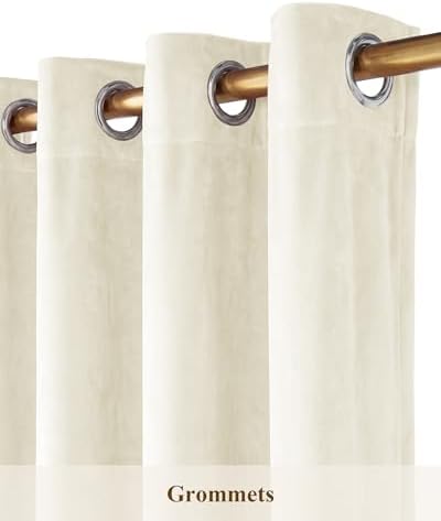 StangH Ivory White Velvet Curtains Privacy for Nursery, W52 x L84, 2