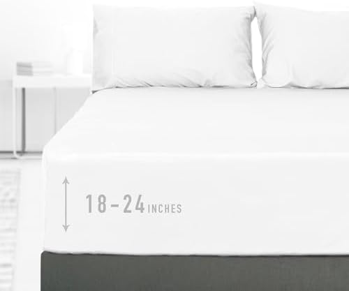 Sunflower Queen Fitted Sheet Extra Deep, 100% Cotton Sateen, White