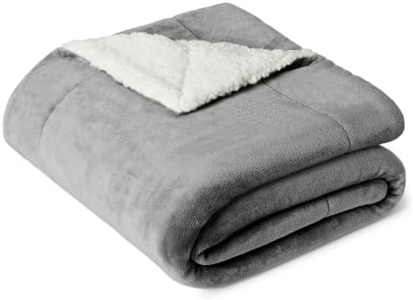 Amazon Basics Reversible Sherpa Throw Blanket, Dark Gray, 50"x60"