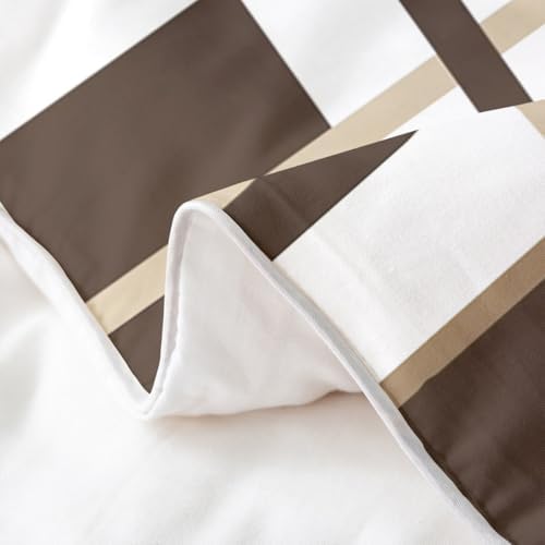 Erosebridal 100% Cotton Khaki Square Geometric Duvet Cover