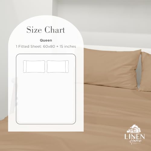 Linen Home Classic 100% Cotton Percale Fitted Sheet Queen Size