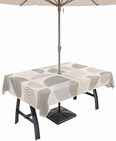 Outdoor Tablecloth with Umbrella Hole for Patio/Picnic/Party/Camping