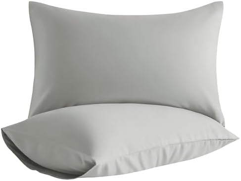 Microfiber Standard Pillowcases, 2 Pack, 20x26 Inch, Light Grey