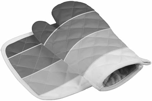 Oven Mitts and Pot Holder Set for Kitchen, Gray Gradient Geometric