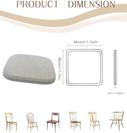 High Resilience Memory Foam Chair Cushion 17"x17"x2" Set of 2 Square
