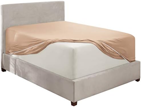 Nestl Taupe Twin XL Deep Pocket Fitted Sheet - 1800 Microfiber, Ultra