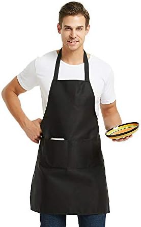 DUSKCOVE 12 Pack Plain Bib Aprons with 2 Pockets - White Unisex