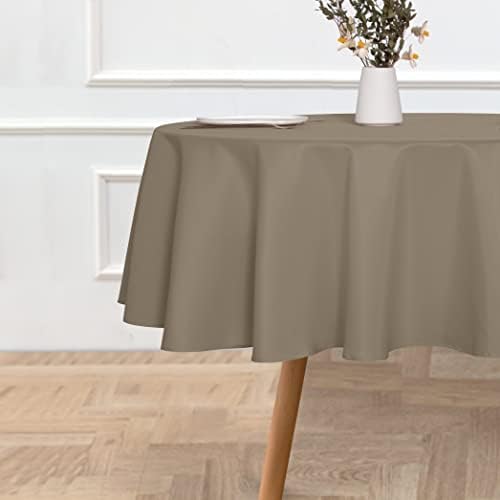 sancua Taupe Round Tablecloth 60 Inch Diameter for 20-48 Inch Tables
