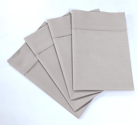 100% Cotton Percale Pillowcases, 4 Pack Pillow Cases, Soft &