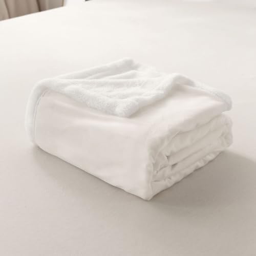 Feelyou Beige Throw Blanket Solid Color Soft Fleece Sherpa Cozy Fuzzy