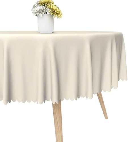 Off White Round Tablecloth 70 Inch Solid Color Fabric Table Cloth