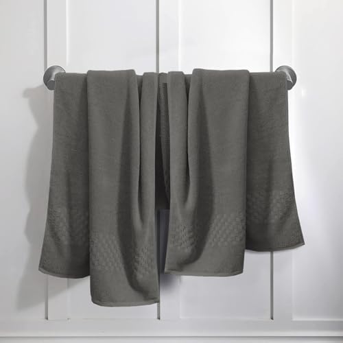 Feather & Stitch 100% Cotton 625 GSM Bath Towel Set of 6, Dark Grey