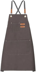 HARFINGTON Canvas Chef Aprons Adjustable Strap Cross Back Kitchen