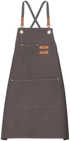 HARFINGTON Canvas Chef Aprons Adjustable Strap Cross Back Kitchen