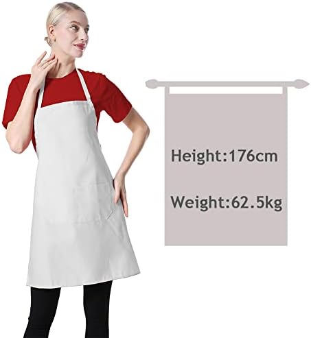 12 Pcs Bib Bulk White Aprons for Women Men Adult Girls Unisex with 2