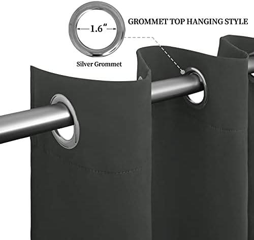 Easy-Going Thermal Grommet Blackout Curtains, 2 Panels 52x96 in, Dark