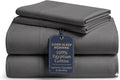 100% Cotton King Sheets, 4 Piece, Dark Grey, King Size Sheets Set