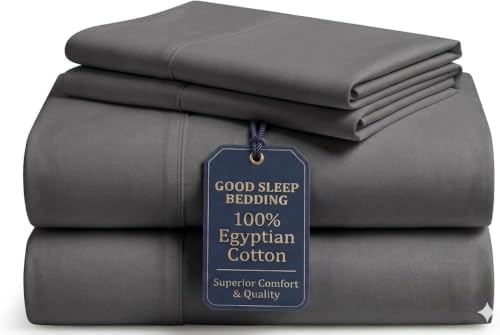 100% Cotton King Sheets, 4 Piece, Dark Grey, King Size Sheets Set