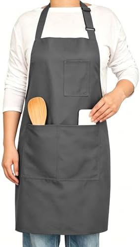 Chef Apron, Adjustable Kitchen Apron with 3 Storage Pockets