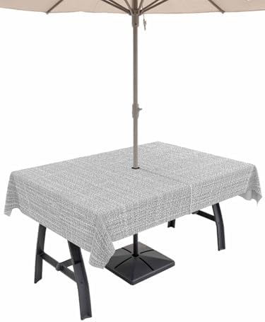 Modern Gray Linen Texture Tablecloth 60x84 Inch,Waterproof Rectangle
