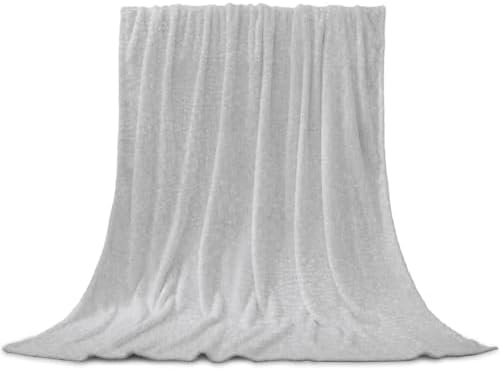 Grey Flannel Fleece Throw Blanket, Modern Solid Textured Simple