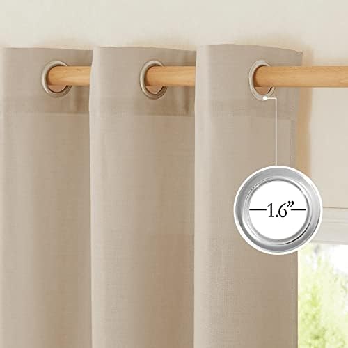 NICETOWN Linen Taupe Window Curtains 84 inches Long, Grommet Thick
