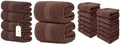 White Classic 4 Brown Bath Towels 27 x 54 and 2 Bath Sheet Towels 35 x