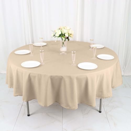 Tableclothsfactory 90" Nude Polyester Round Tablecloth, Reusable Linen