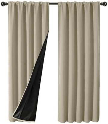 Blackout Curtains 2 Panels, Rod Pocket Thermal Insulated Window Drapes