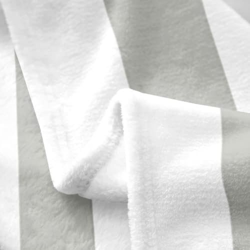 Minimalist Gray and White Stripe Flannel Blanket Twin 60x80 Inch