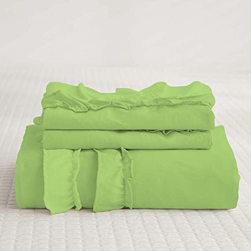 Luxurious 5 Piece Double Ruffle Duvet Cover with Zipper Closure, 100%