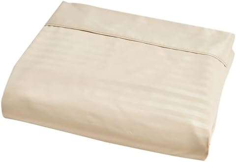 Kingnex Oversized King Flat Sheet 132x110 with Striped Pattern Beige
