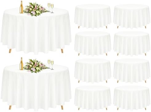Pesonlook 10 Pack Ivory Round Tablecloths 90 Inch, Polyester Round
