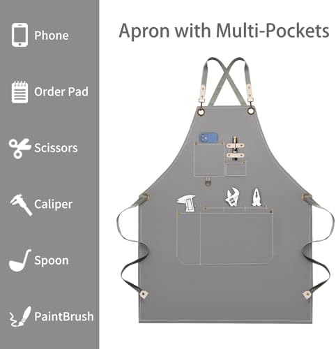 Dulabi Apron, Adjustable Chef Apron for Women and Men with Large