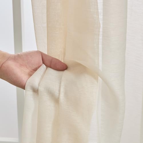 HLC.ME Semi Sheer Grommet Window Curtains, 2 Panels, 54x84 Inch, Cream