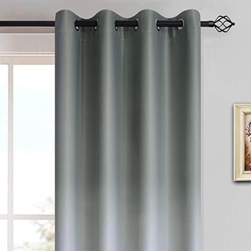 Yakamok 63 Inch Grey and Greyish White Ombre Curtains Room