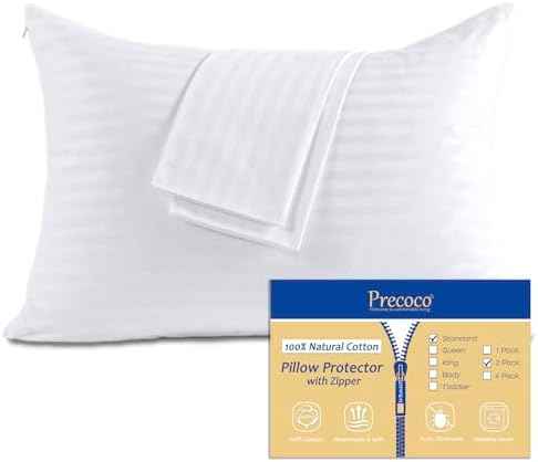 100% Cotton Pillow Protectors, Standard Size, Set of 2