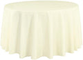 LTC LINENS LinenTablecloth 108 in. Round Polyester Tablecloth Ivory