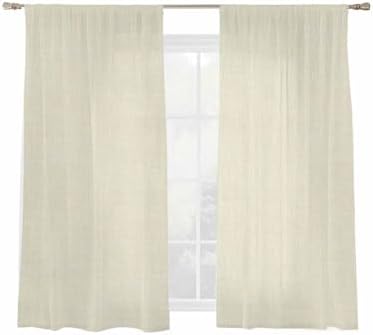 Beige Semi Sheer Curtains 72 inch Length 2 Panels Set Modern