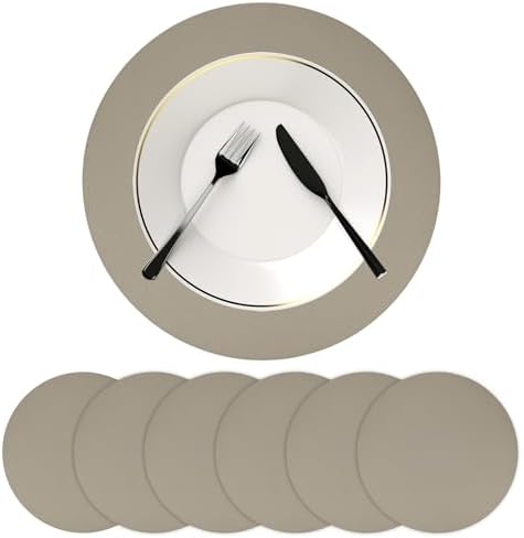 M METERXITY Round Placemats Set of 6, 14 Inch PVC Leather Place Mats
