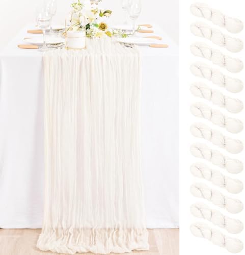 Ivory Cheesecloth Table Runner Farmhouse Fall Table Runner 10ft