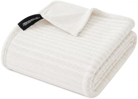 Thomasville Cable Knit Throw Blanket, 50"x70", Soft Textured Diamond