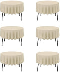 BRILLMAX 6 Pack Beige Round Tablecloths 70 Inch for 30"-48" Tables