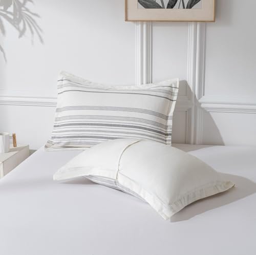 meadow park Linen Blend Duvet Cover Set Queen Size, 3 Pieces