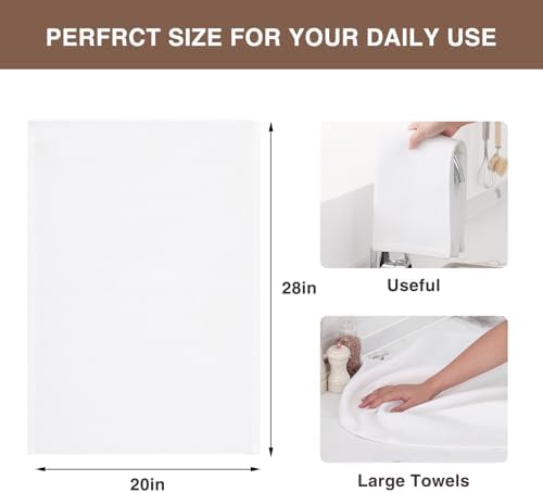 Homaxy 100% Cotton Oversized Waffle Weave Kitchen Towels 6-Pack, White